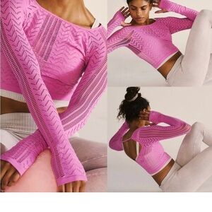 Free People Pink Patterned Crop Top